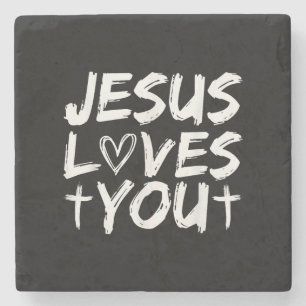 Jesus Loves You I Jesus  Stone Coaster