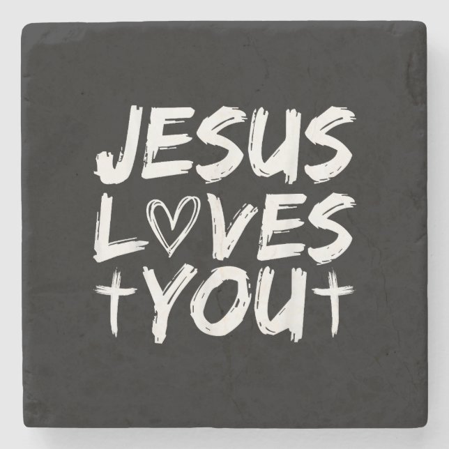 Jesus Loves You I Jesus  Stone Coaster (Front)
