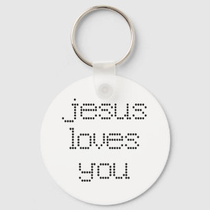 Jesus Loves You in Black Polkadots Keychain