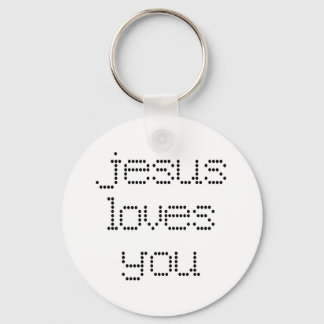 Jesus Loves You in Black Polkadots Keychain
