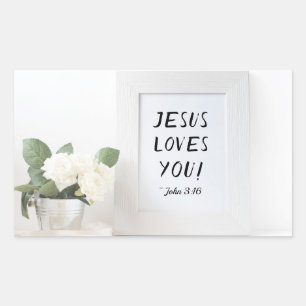 Jesus Loves You! John 3:16, Scripture Reference Rectangular Sticker