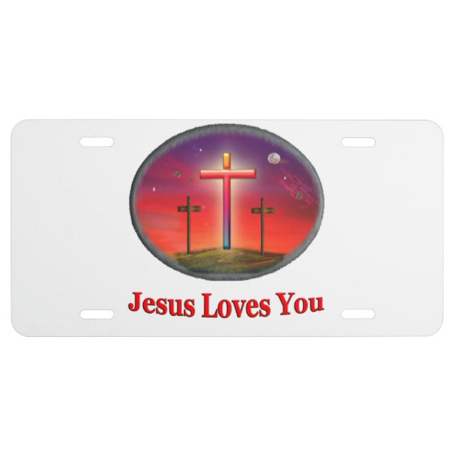 jesus loves you license plate (Front)