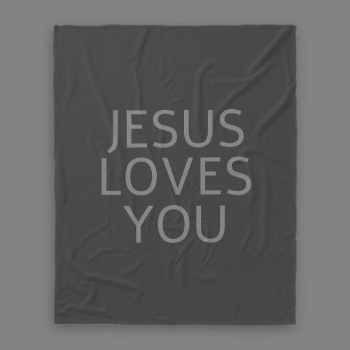 Jesus loves you  Light  dark grey Fleece Blanket