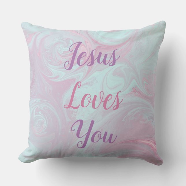 Jesus Loves You Marble Decorative PIllow (Front)