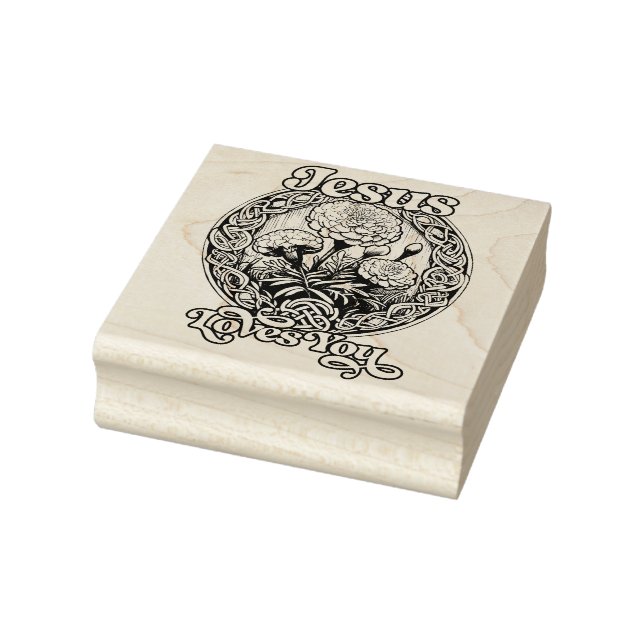 Jesus loves You Marigold Art                       Rubber Stamp (Stamp)