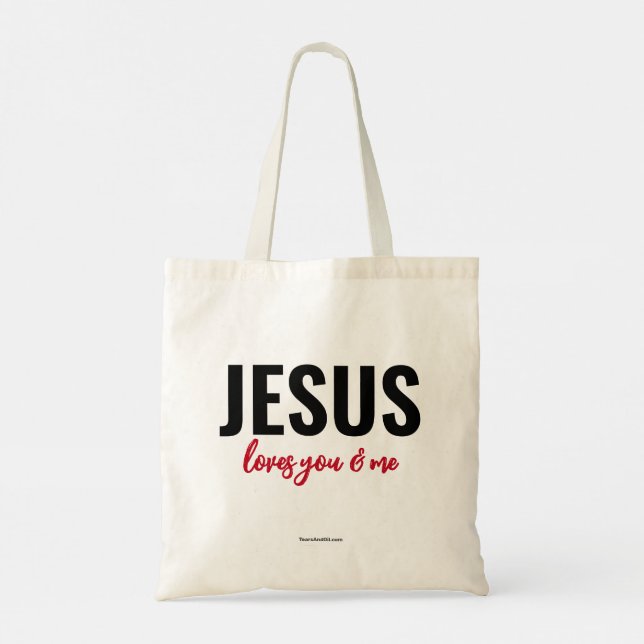 Jesus Loves You & Me - tote (lovesurely) (Back)