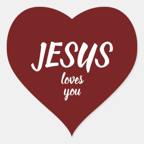 JESUS Loves You Minimal Modern Simple Valentines Heart Sticker