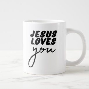 'Jesus Loves You' Minimalist Christian Encouraging Giant Coffee Mug