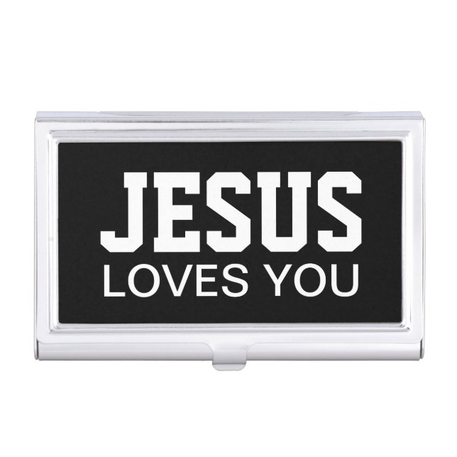 Jesus Loves You Motivational Typography Business Card Case (Front)