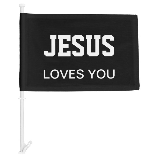 Jesus Loves You Motivational Typography Car Flag (Front)