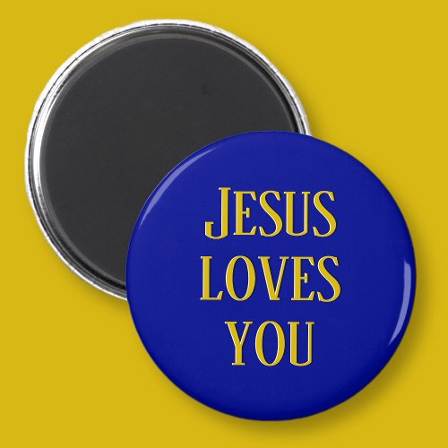 Jesus loves you  Navy blue and gold Magnet