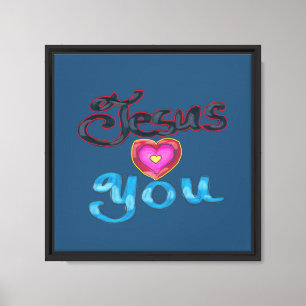 Jesus Loves You On Blue Canvas Print