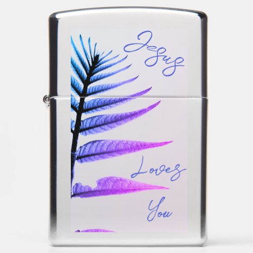 Jesus Loves You Palm Branch Silhouette Zippo Lighter