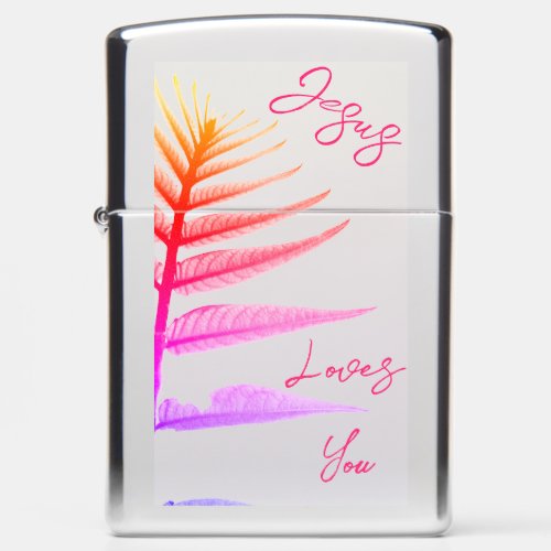 Jesus Loves You Palm Branch Silhouette Zippo Lighter