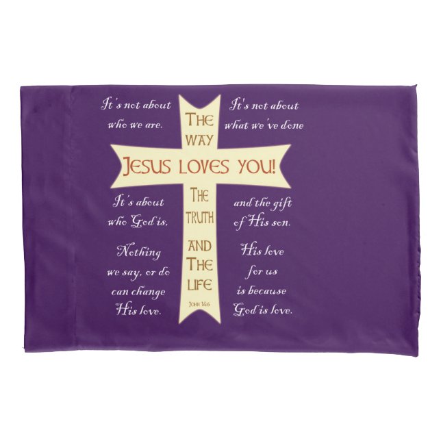 Jesus Loves You - Purple Pillowcase - corrected (Front)