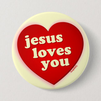 jesus loves you Red Heart Button