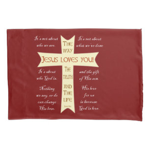 Jesus Loves You - Red Pillowcase