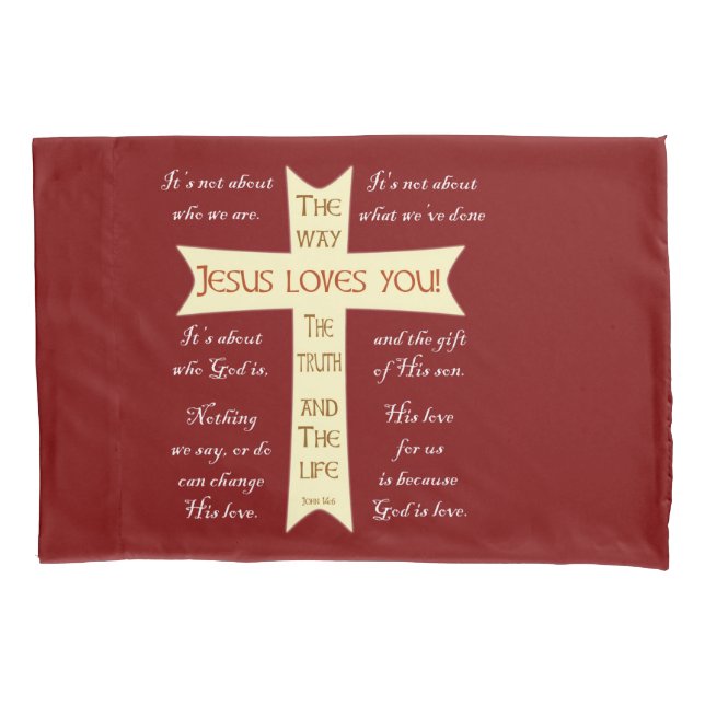 Jesus Loves You - Red Pillowcase (Front)