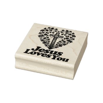 Jesus Loves You Retro Green English Ivy            Rubber Stamp by BoogieMonst at Zazzle