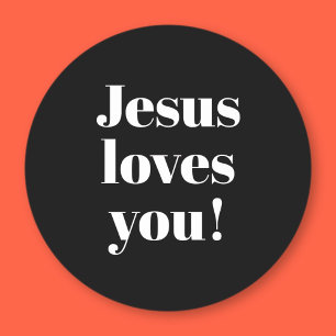 Jesus loves you! Retro-modern type style Classic Round Sticker