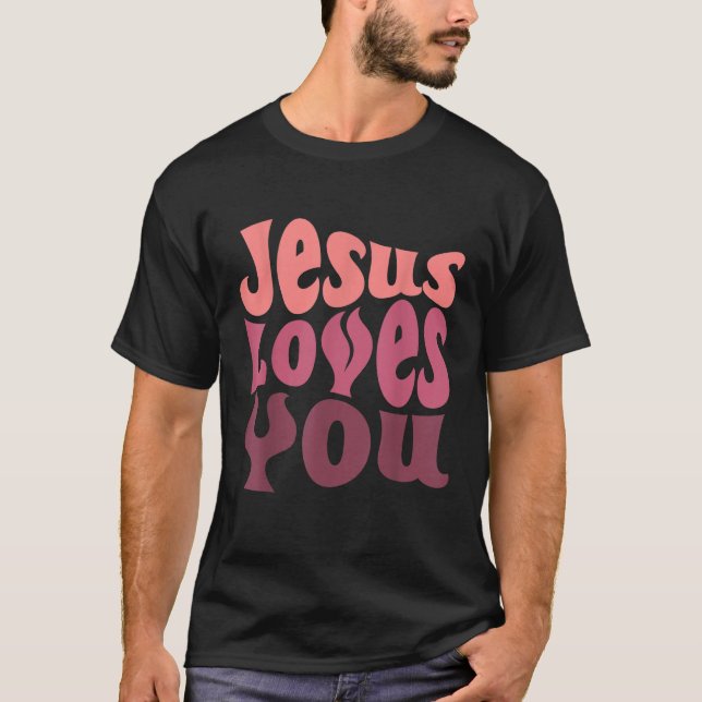 Jesus Loves You Retro Vintage Christian T-Shirt (Front)