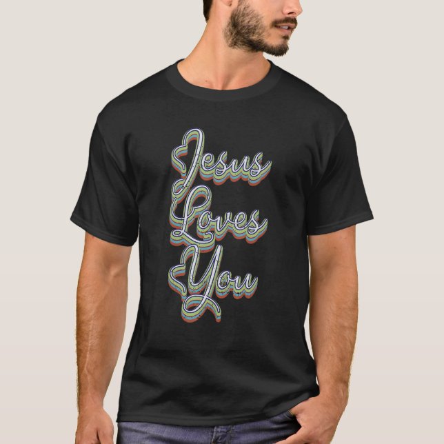 Jesus Loves You Retro Vintage Jesus   T-Shirt (Front)