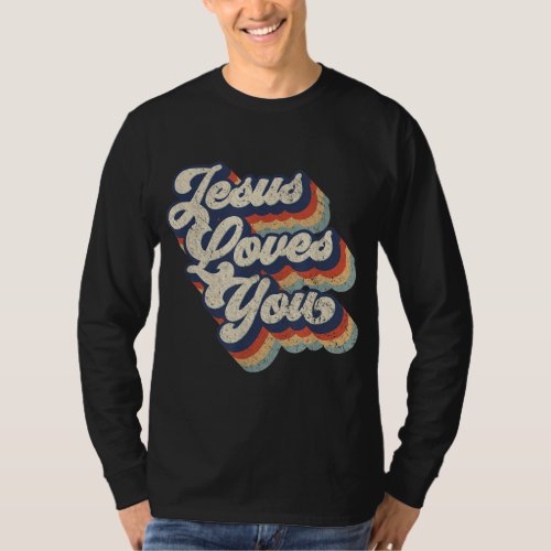 Jesus Loves You Retro Vintage Style Graphic Design T_Shirt