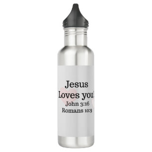 Jesus Loves You Scripture Stainless Steel Water Bottle