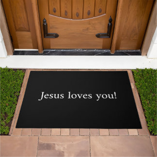 Jesus loves you! Simple plain classic looking text Doormat