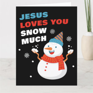 Jesus Loves You Snow Much Christian Christmas Letterpress Thank You Card