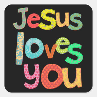 Jesus Loves You Square Sticker