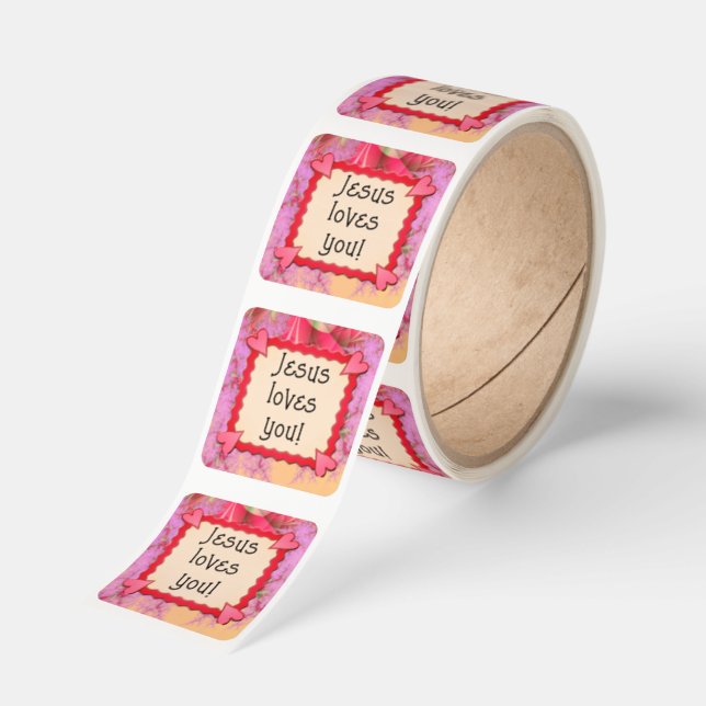 Jesus loves you! square sticker (Roll)