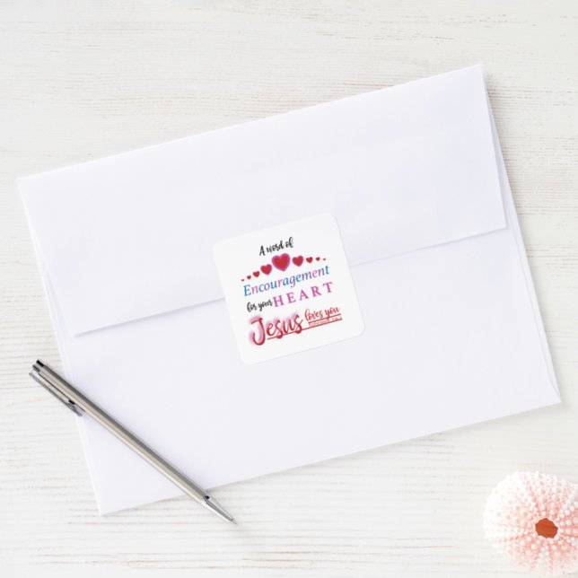 Jesus loves you square sticker (Envelope)