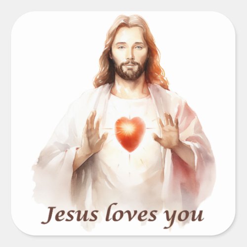 Jesus loves you stickers sheet of 20 square sticker