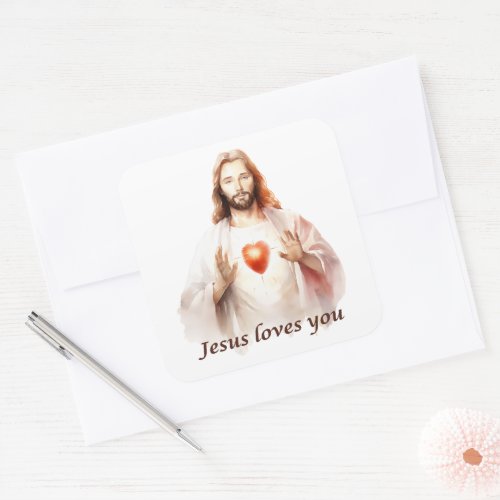 Jesus loves you stickers sheet of 6 square sticker