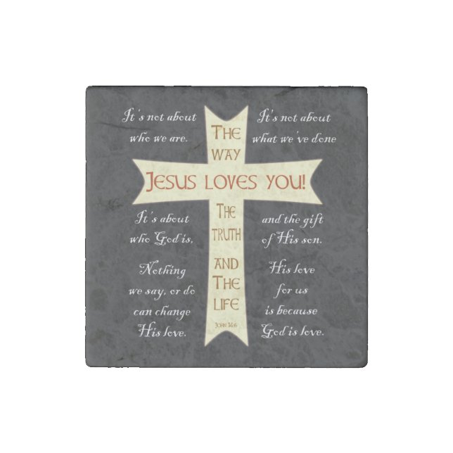 Jesus Loves You Stone Magnet (Front)