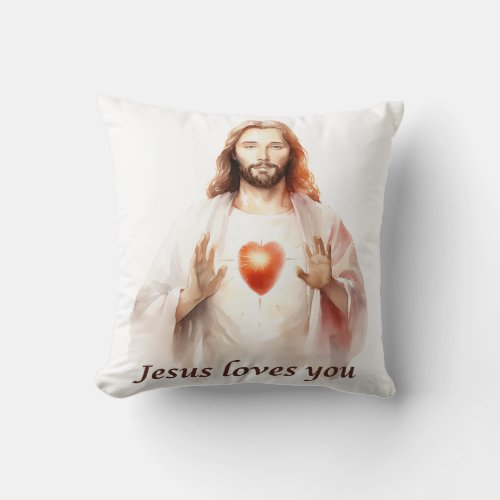 Jesus loves you throw cushion