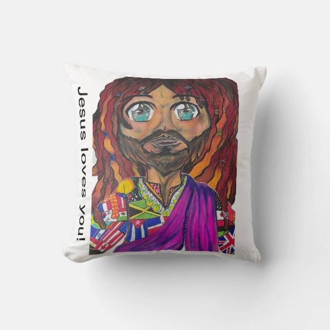 Jesus loves you! throw pillow (Front)