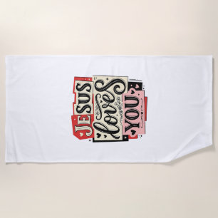 Jesus Loves You Vintage Engraving Christian Typogr Beach Towel