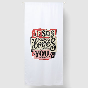 Jesus Loves You Vintage Engraving Christian Typogr Blackout Curtains