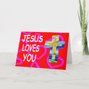 Jesus Loves You With Christian Cross Card