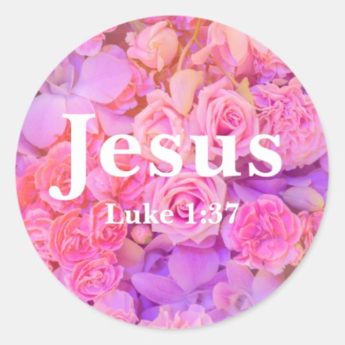 Jesus Luke 137 Verse with Elegant Colorful Flower Classic Round Sticker