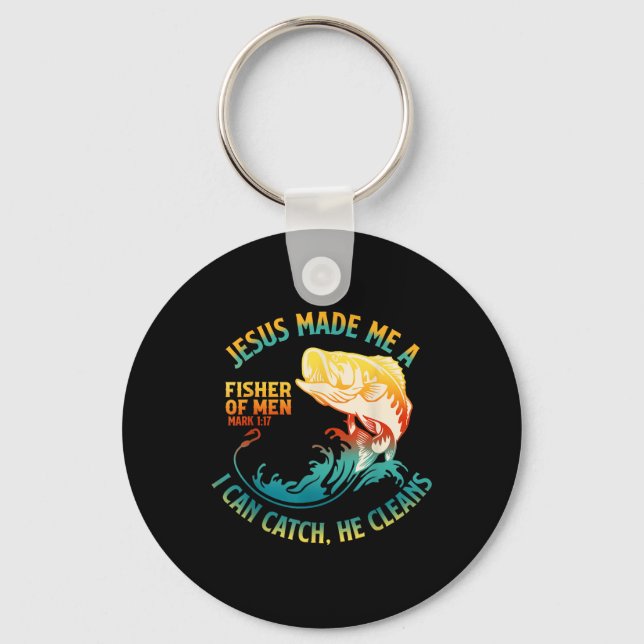 Jesus Made Me A Fisher Bibble Verse Mark 1_17 Fish Keychain (Front)
