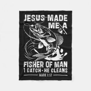 Jesus Made Me A Fisher Of Man Mark 1 17 Clic God B Fleece Blanket