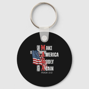Jesus Make America Godly Again American Patriot Ch Keychain