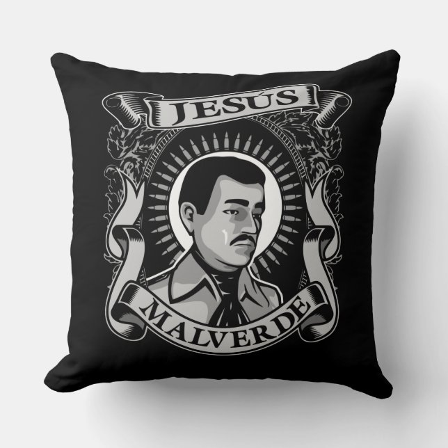 Jesus Malverde Gift Mexican Hero Jesus Malverde Throw Pillow (Front)