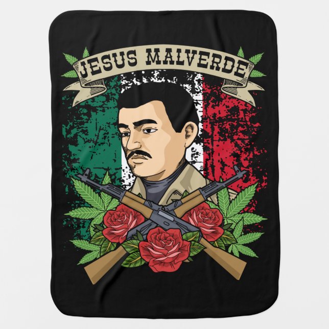 Jesus Malverde Gift Women & Men Jesus Malverde Baby Blanket (Front)