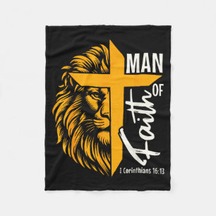 Jesus Man Of Faith Lion Cross I Corinthians 16 13 Fleece Blanket
