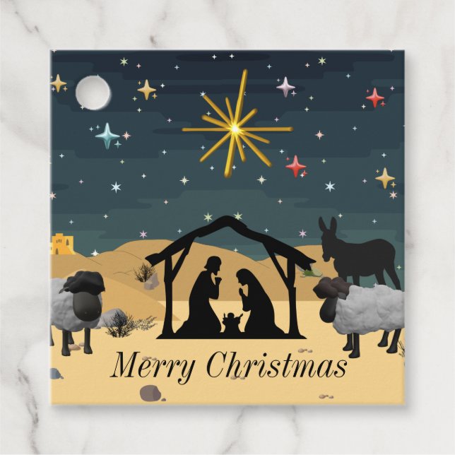 Jesus manger Nativity Favor Tags (Front)