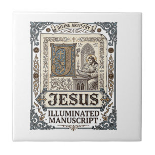 Jesus Manuscript Jesus Christian Faith Vintage Ceramic Tile